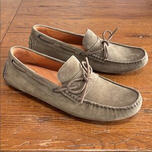 J.Crew Kenton Driving Mocs Men’s Taupe Suede Slip On Shoes Boat Tie NWOB Size 9